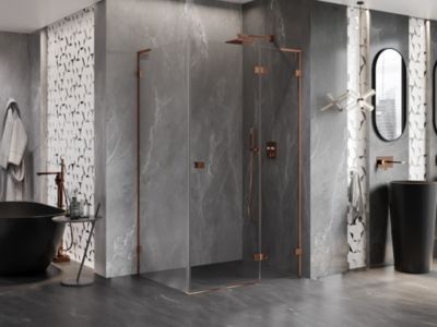Mexen Lunar L cabine de douche pivotante droite 95 x 80 cm, transparent, or rose - 834L-095-080-60-00-P
