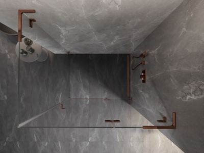 Mexen Lunar L cabine de douche pivotante droite 95 x 80 cm, transparent, or rose - 834L-095-080-60-00-P