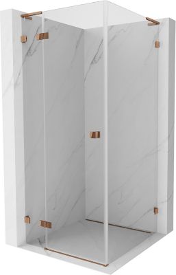 Mexen Lunar L cabine de douche pivotante gauche 100 x 100 cm, transparent, or rose - 834L-100-100-60-00-L