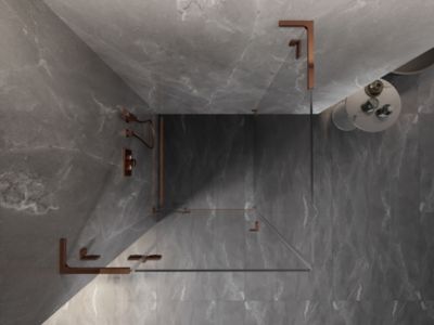 Mexen Lunar L cabine de douche pivotante gauche 100 x 100 cm, transparent, or rose - 834L-100-100-60-00-L