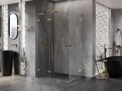 Mexen Lunar L Duo cabine de douche pivotante gauche 105 x 70 cm, transparent, or - 834L-105L-070P-50-00