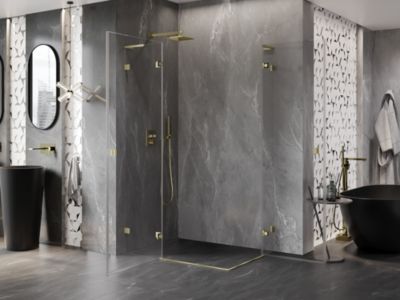 Mexen Lunar L Duo cabine de douche pivotante gauche 105 x 95 cm, transparent, or brossé - 834L-105L-095P-55-00