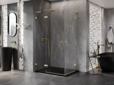 Mexen Lunar L Duo cabine de douche pivotante gauche 105 x 95 cm, transparent, or brossé - 834L-105L-095P-55-00