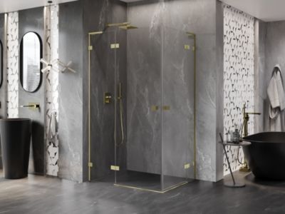 Mexen Lunar L Duo cabine de douche pivotante gauche 105 x 95 cm, transparent, or brossé - 834L-105L-095P-55-00