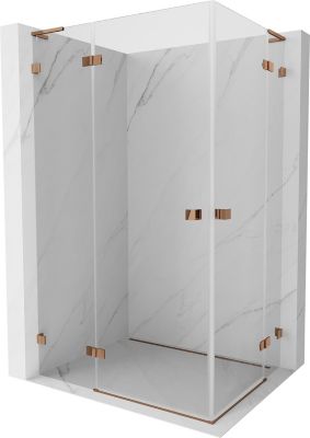 Mexen Lunar L Duo cabine de douche pivotante gauche 80 x 70 cm, transparent, or rose - 834L-080L-070P-60-00