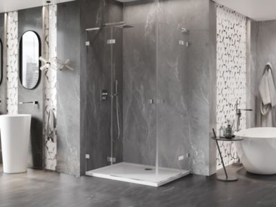 Mexen Lunar L Duo cabine de douche pivotante gauche 90 x 80 cm, transparent, chrome - 834L-090L-080P-01-00