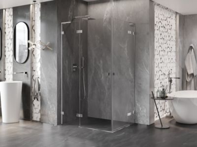 Mexen Lunar L Duo cabine de douche pivotante gauche 90 x 80 cm, transparent, chrome - 834L-090L-080P-01-00