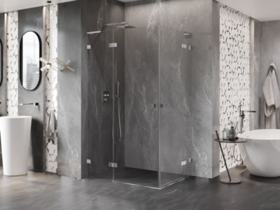 Mexen Lunar L Duo cabine de douche pivotante gauche 90 x 85 cm, transparent, chrome - 834L-090L-085P-01-00