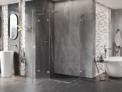 Mexen Lunar L Duo cabine de douche pivotante gauche 90 x 85 cm, transparent, chrome - 834L-090L-085P-01-00