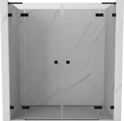 Mexen Lunar L Duo portes de douche battantes 180 cm, transparentes, noires - 834DL-180-000-70-00