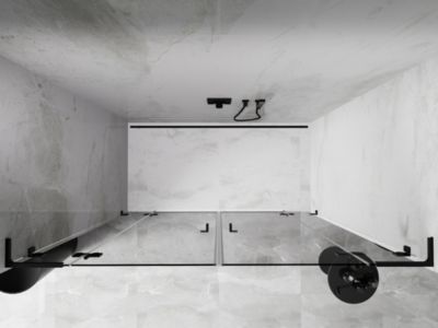 Mexen Lunar L Duo portes de douche battantes 180 cm, transparentes, noires - 834DL-180-000-70-00