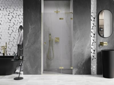 Mexen Lunar L porte de douche battante droite 105 cm, transparent, doré brossé - 834L-105-000-55-00-P