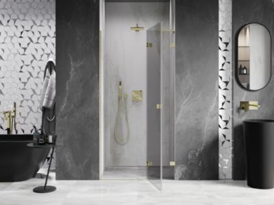 Mexen Lunar L porte de douche battante droite 105 cm, transparent, doré brossé - 834L-105-000-55-00-P