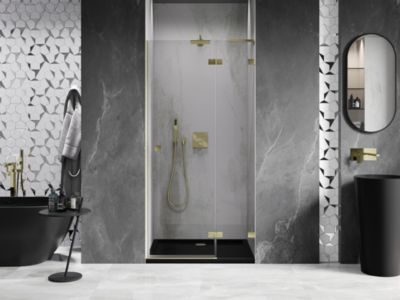 Mexen Lunar L porte de douche battante droite 105 cm, transparent, doré brossé - 834L-105-000-55-00-P