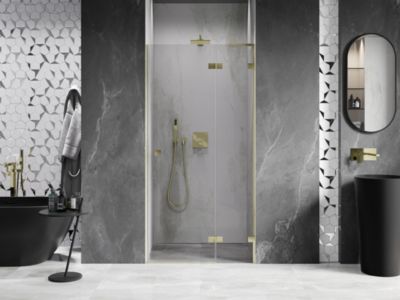Mexen Lunar L porte de douche battante droite 105 cm, transparent, doré brossé - 834L-105-000-55-00-P
