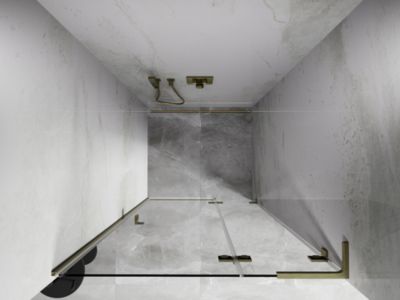 Mexen Lunar L porte de douche battante droite 105 cm, transparent, doré brossé - 834L-105-000-55-00-P