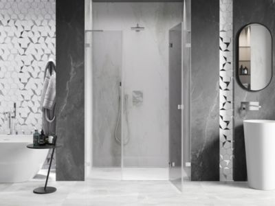 Mexen Lunar L porte de douche battante droite 130 cm, transparent, chrome - 834SL-130-050-01-00-P