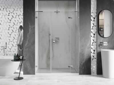 Mexen Lunar L porte de douche battante droite 130 cm, transparent, chrome - 834SL-130-050-01-00-P