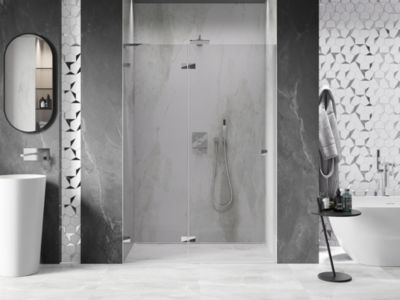 Mexen Lunar L porte de douche battante gauche 130 cm, transparent, chrome - 834L-130-000-01-00-L