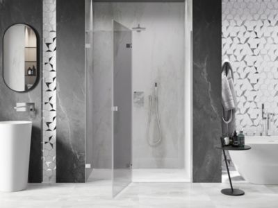 Mexen Lunar L porte de douche battante gauche 130 cm, transparent, chrome - 834L-130-000-01-00-L