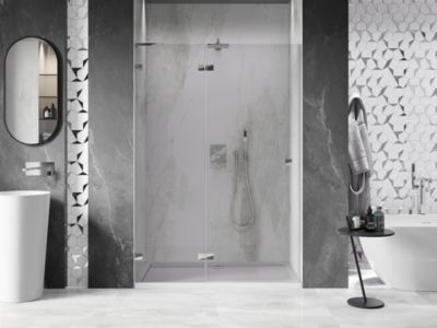 Mexen Lunar L porte de douche battante gauche 130 cm, transparent, chrome - 834L-130-000-01-00-L