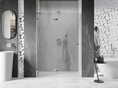 Mexen Lunar L porte de douche battante gauche 130 cm, transparent, chrome - 834L-130-000-01-00-L