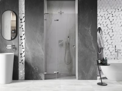 Mexen Lunar L porte de douche pivotante gauche 125 cm, transparent, chrome - 834L-125-000-01-00-L
