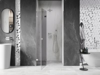 Mexen Lunar L porte de douche pivotante gauche 125 cm, transparent, chrome - 834L-125-000-01-00-L