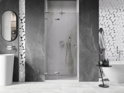 Mexen Lunar L porte de douche pivotante gauche 125 cm, transparent, chrome - 834L-125-000-01-00-L