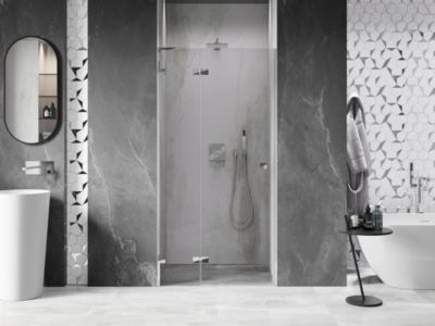 Mexen Lunar L porte de douche pivotante gauche 125 cm, transparent, chrome - 834L-125-000-01-00-L