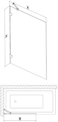 Mexen Lunar paroi de baignoire à 1 vantail 80 x 150 cm, transparent, doré - 897-080-000-50-00
