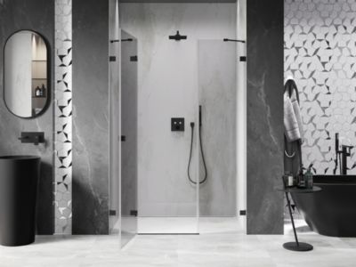 Mexen Lunar porte de douche pivotante gauche 135 cm, transparent, noir - 834S-135-050-70-00-L