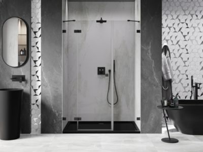 Mexen Lunar porte de douche pivotante gauche 135 cm, transparent, noir - 834S-135-050-70-00-L