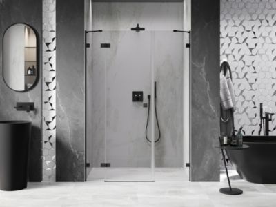 Mexen Lunar porte de douche pivotante gauche 135 cm, transparent, noir - 834S-135-050-70-00-L