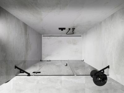 Mexen Lunar porte de douche pivotante gauche 135 cm, transparent, noir - 834S-135-050-70-00-L