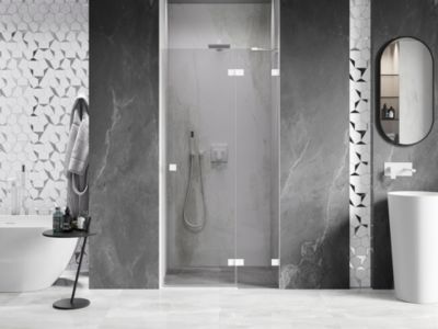 Mexen Lunar portes de douche pivotantes à droite 90 cm, transparent, blanc - 834-090-000-20-00-P
