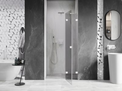 Mexen Lunar portes de douche pivotantes à droite 90 cm, transparent, blanc - 834-090-000-20-00-P