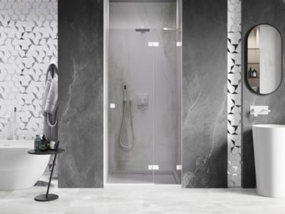 Mexen Lunar portes de douche pivotantes à droite 90 cm, transparent, blanc - 834-090-000-20-00-P