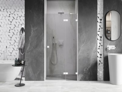 Mexen Lunar portes de douche pivotantes à droite 90 cm, transparent, blanc - 834-090-000-20-00-P