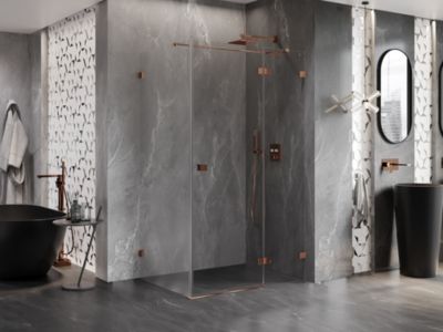 Mexen Lunar T cabine de douche pivotante côté droit 120 x 90 cm, transparente, or rose - 834T-120-090-60-00-P