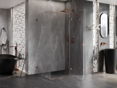 Mexen Lunar T cabine de douche pivotante côté droit 120 x 90 cm, transparente, or rose - 834T-120-090-60-00-P
