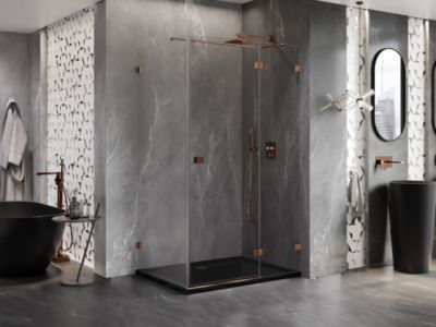 Mexen Lunar T cabine de douche pivotante côté droit 120 x 90 cm, transparente, or rose - 834T-120-090-60-00-P