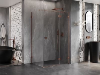 Mexen Lunar T cabine de douche pivotante côté droit 120 x 90 cm, transparente, or rose - 834T-120-090-60-00-P