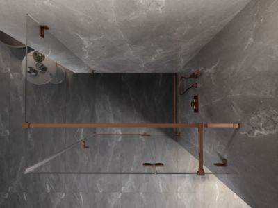 Mexen Lunar T cabine de douche pivotante côté droit 120 x 90 cm, transparente, or rose - 834T-120-090-60-00-P