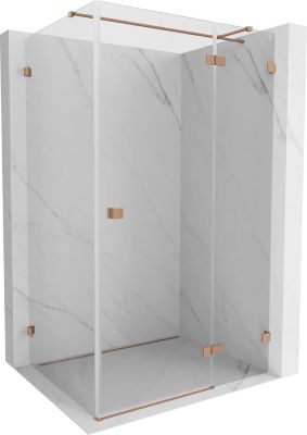 Mexen Lunar T cabine de douche pivotante droite 75 x 100 cm, transparent, cuivre brossé - 834T-075-100-65-00-P