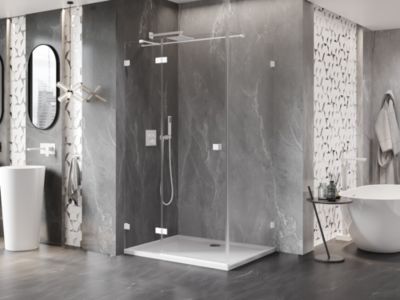 Mexen Lunar T cabine de douche pivotante gauche 115 x 90 cm, transparente, blanche - 834T-115-090-20-00-L