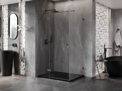 Mexen Lunar T cabine de douche pivotante gauche 120 x 110 cm, transparent, métal gun - 834T-120-110-95-00-L