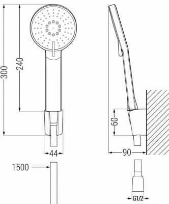 Mexen Lynx R40 robinet de baignoire avec ensemble de douche, chrome - 74593R40-00