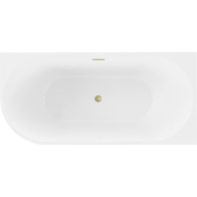 Mexen Mia baignoire autoportante d'angle droite 140 x 75 cm, blanc/noir, trop-plein or brossé - 52691407575P-55