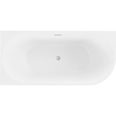 Mexen Mia baignoire îlot d'angle gauche 160 x 75 cm, blanc/noir, trop-plein nickel brossé - 52691607575L-97